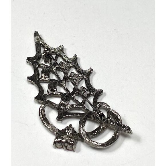 BEATRIX Brooch Pin Leaf Designer Gunmetal Tone Rhinestones Vintage - Picture 5 of 8